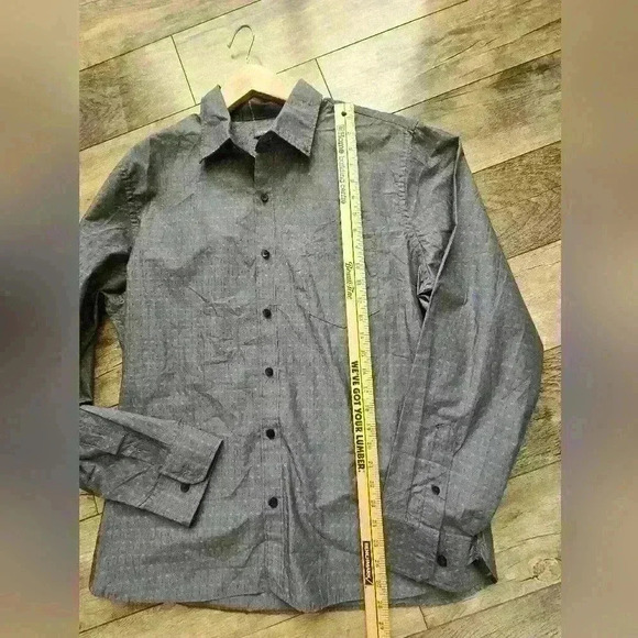 VAN HEUSEN mens dress shirt long sleeve, grey large, 16-16  1/2 - Picture 4 of 9